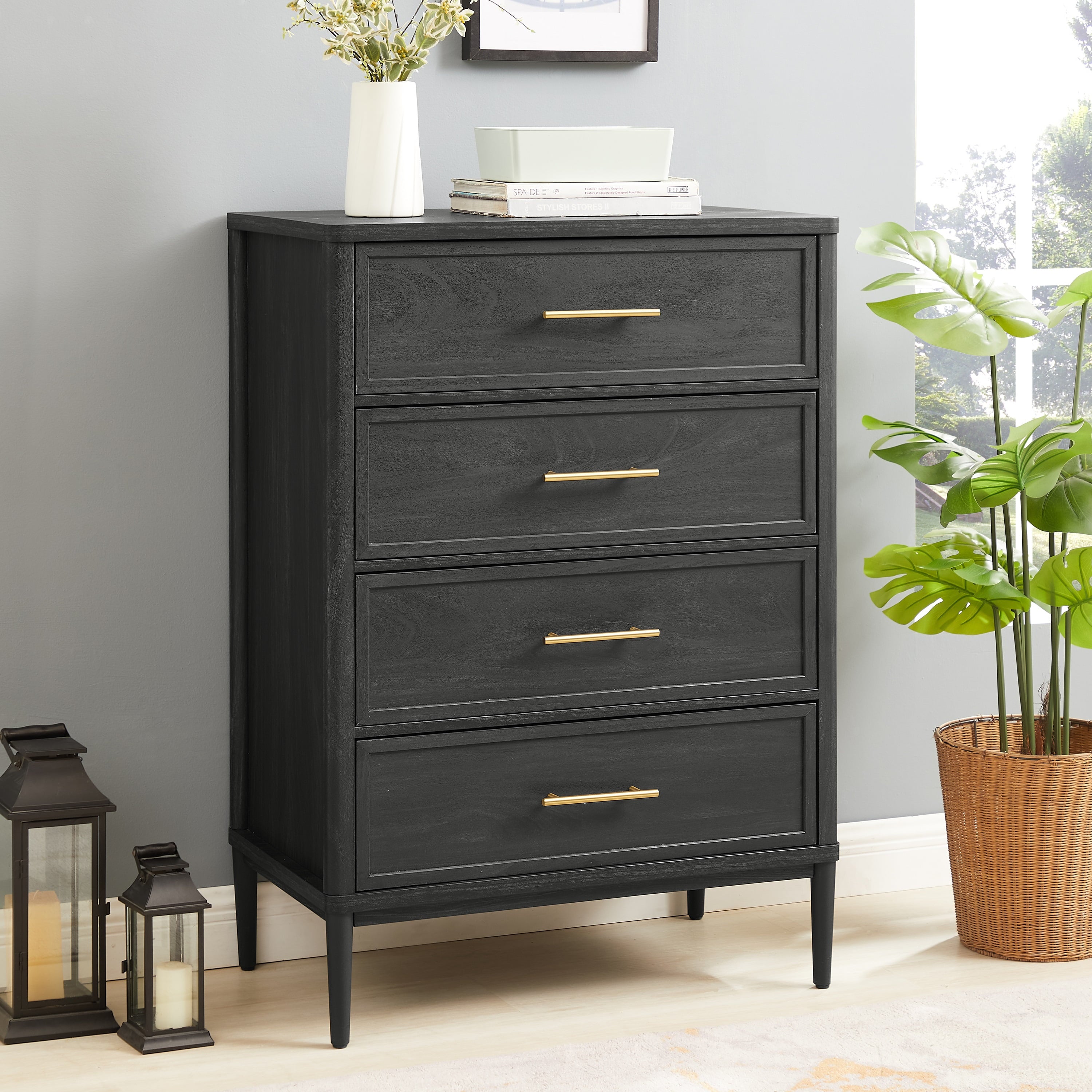  Oaklee 4 Drawer Dresser, Charcoal Finish