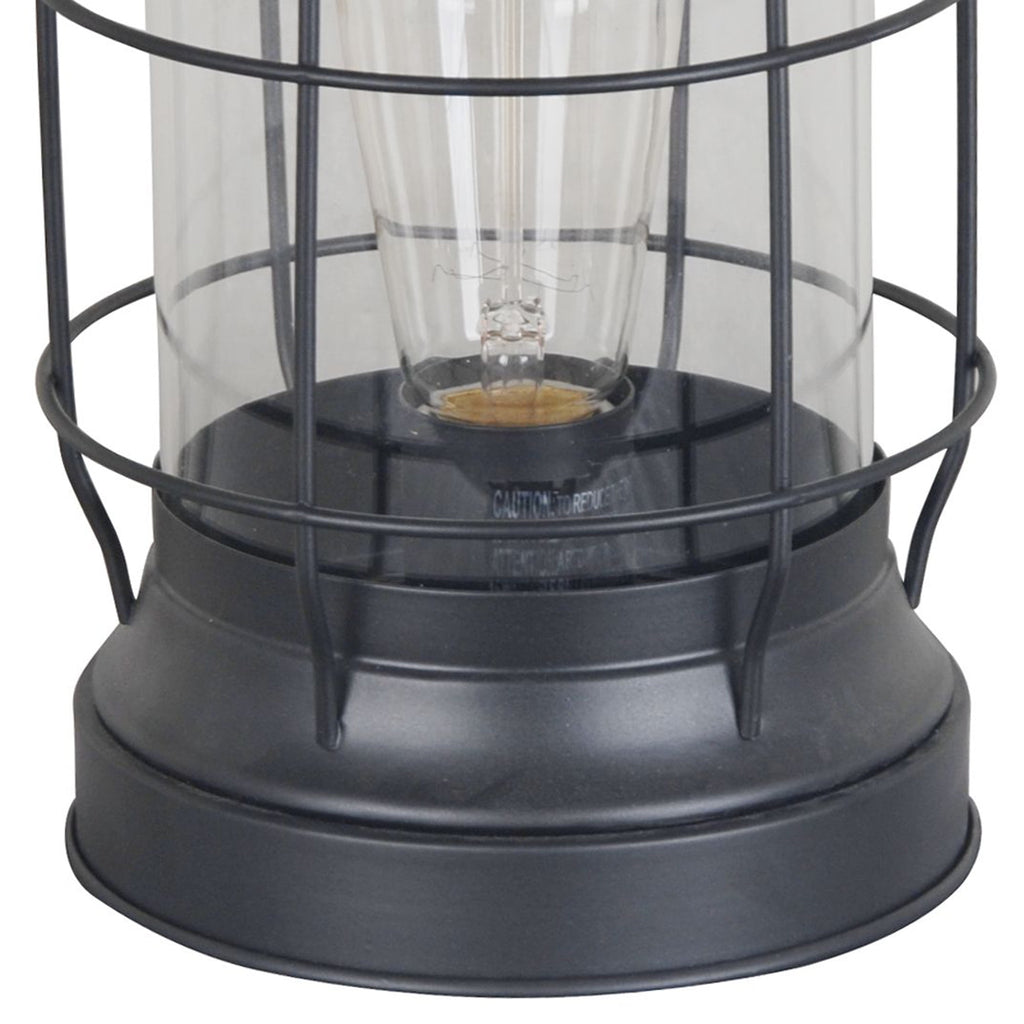  Bronze Metal and Glass Edison Lantern 9"H, LED Bulb Included