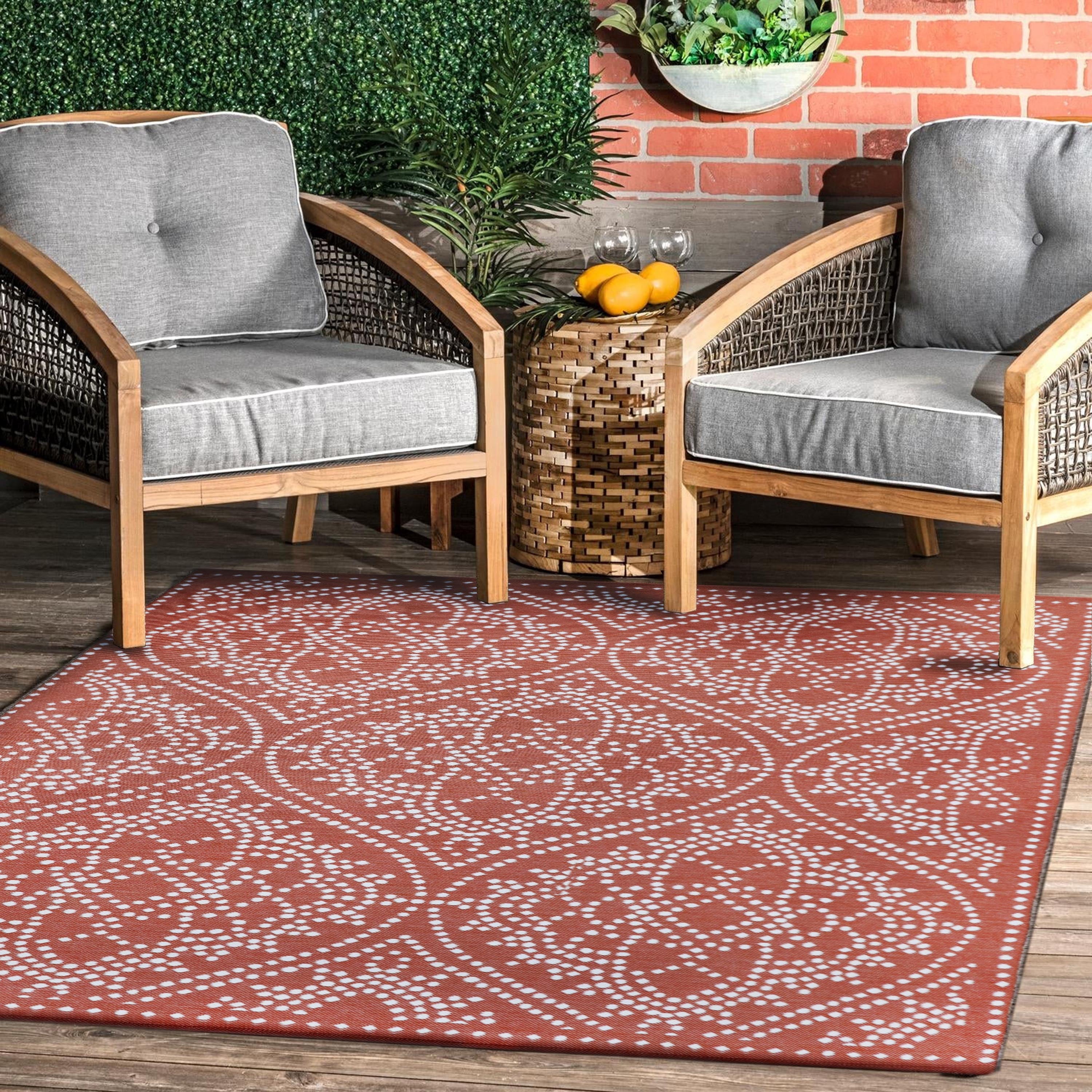  Medallion Reversible Rug, Red, 7' x 10'