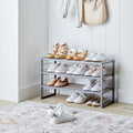  Decorative Gunmetal Grey Wood and Metal Shoe Rack