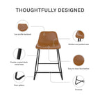  Farley Scoop Counter Height Stool, Camel Faux Leather