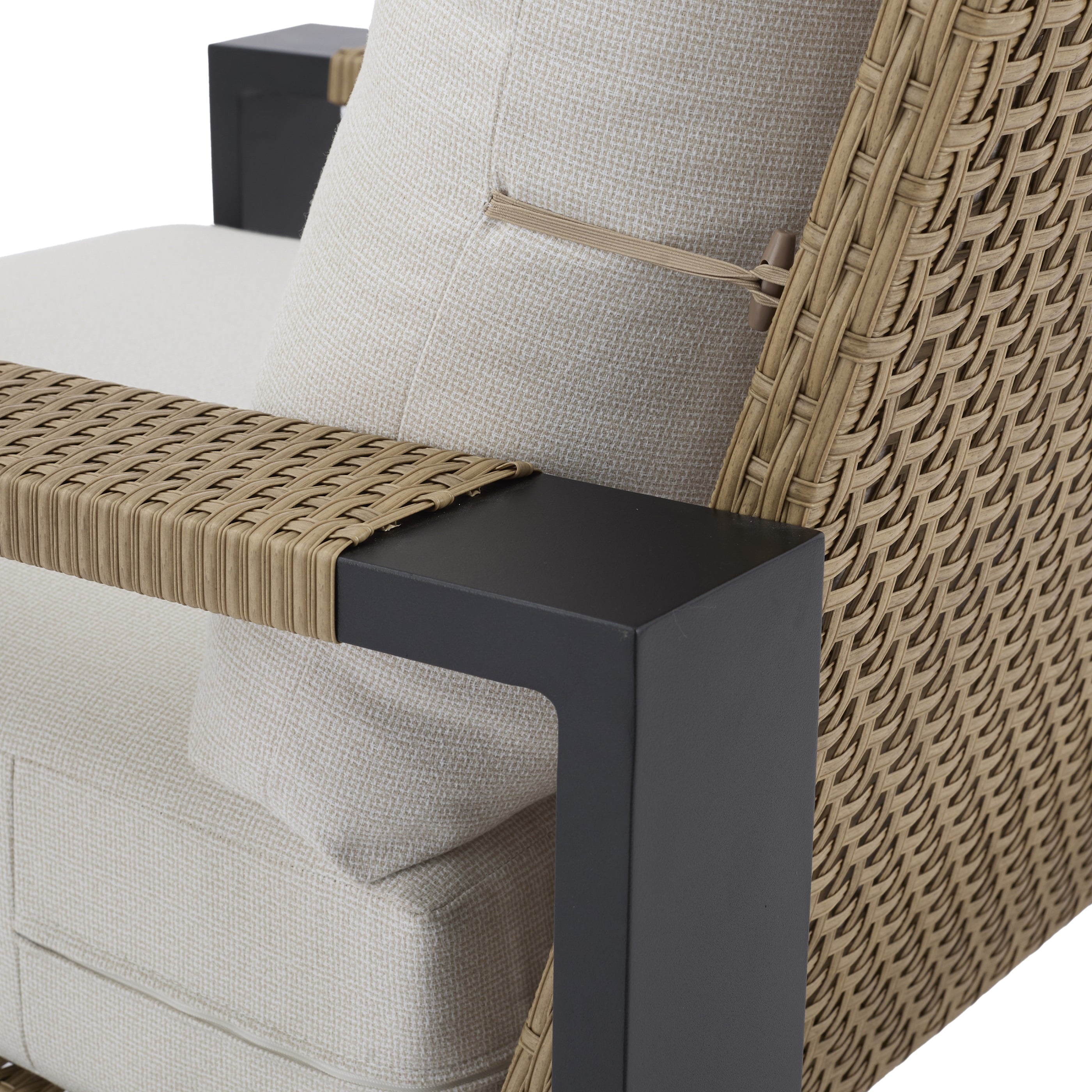  Ventura 2-Piece Outdoor Wicker Chat Chair, Beige