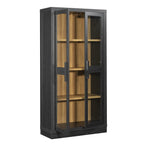  Ezra Glass Door Storage Accent Cabinet, Rich Black finish