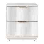  Lillian Fluted 2-Drawer Nightstand with USB, White Finish