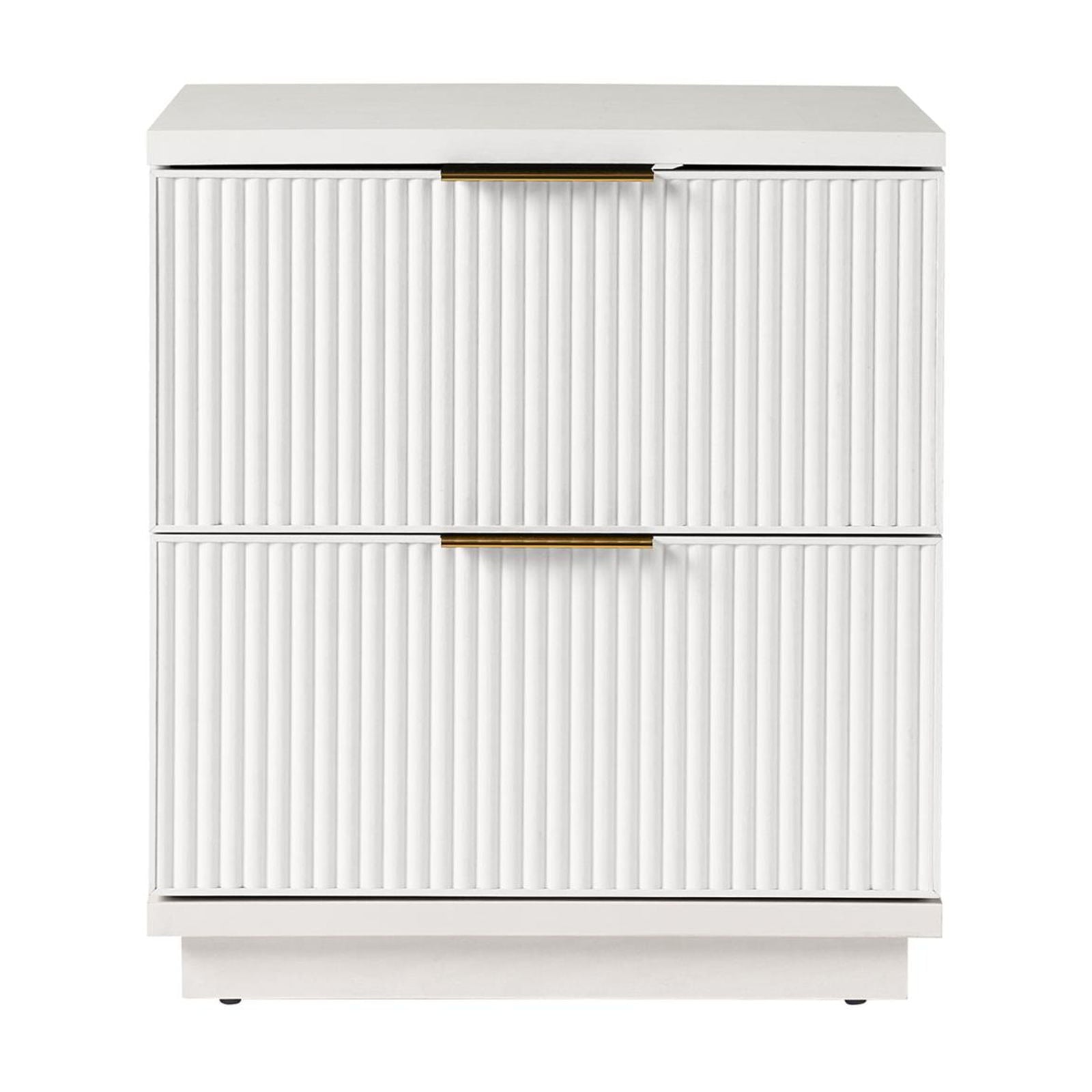  Lillian Fluted 2-Drawer Nightstand with USB, White Finish
