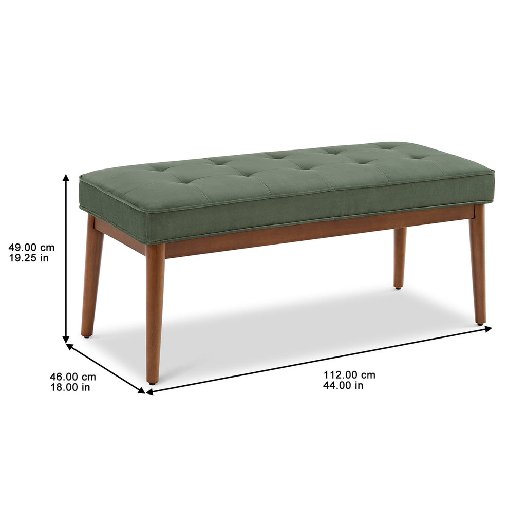  Colton 44" Upholstered Accent Bench, Olive