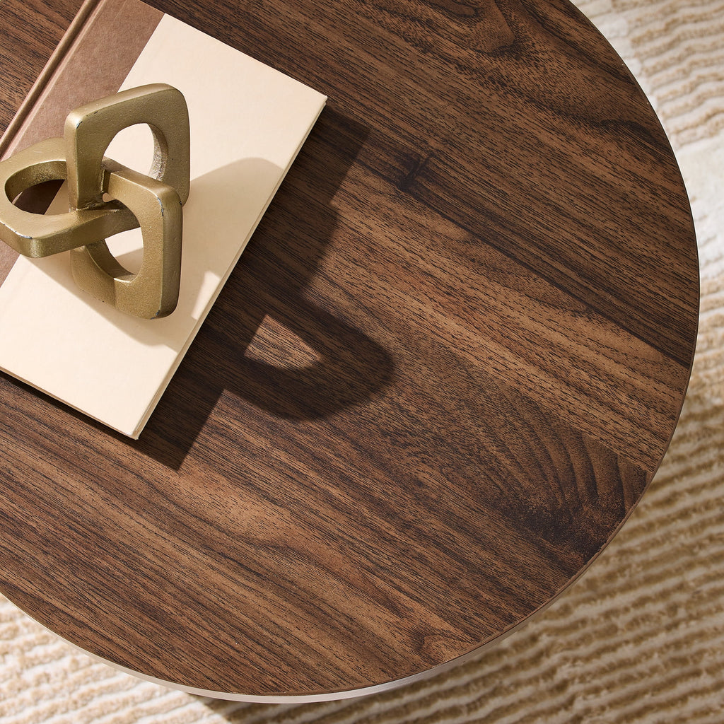  Lillian Fluted Coffee Table, Walnut Finish