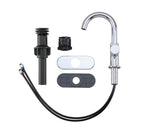  Chrome Single Handle High-Arc Bathroom Faucet with Knurled Handle