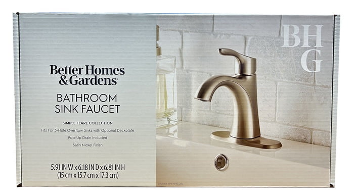  Simple Flair Single Hole Bathroom Faucet in Satin Nickel
