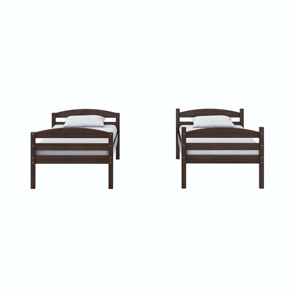  Leighton Solid Wood Twin-over-Twin Convertible Bunk Bed, Mocha