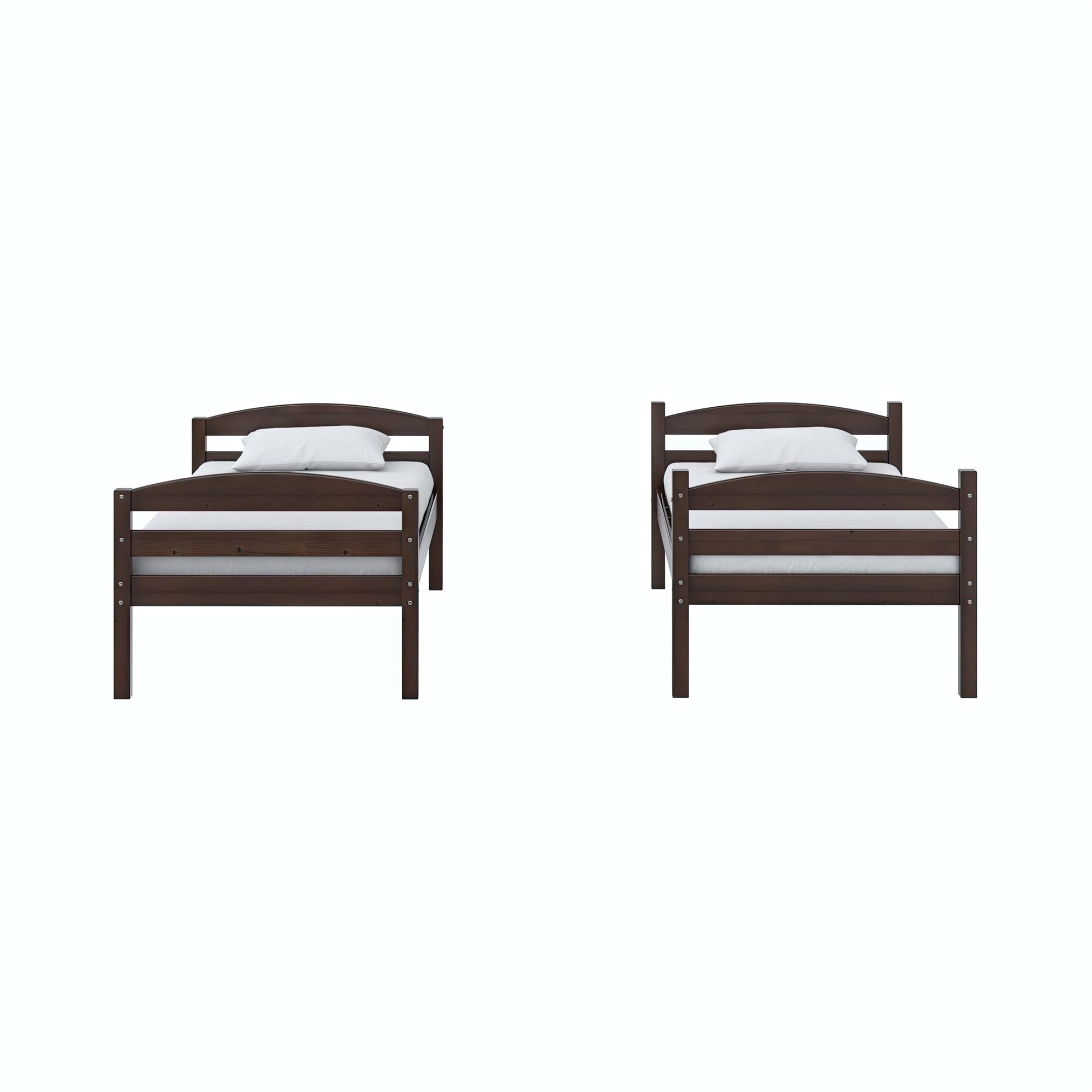  Leighton Solid Wood Twin-over-Twin Convertible Bunk Bed, Mocha