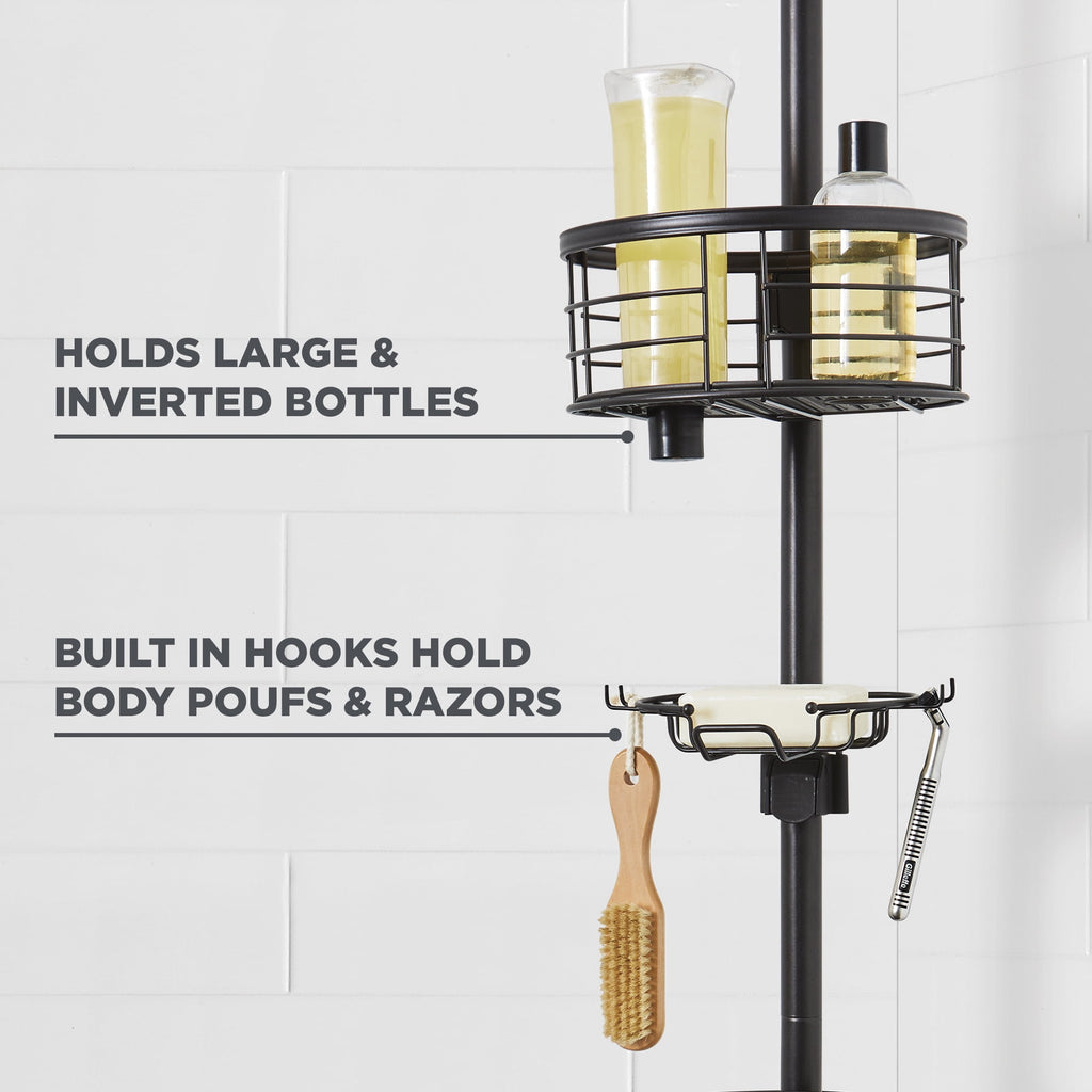  Rust-Resistant Tension Pole Shower Caddy, 3 Shelves, Oil Rubbed Bronze Finish
