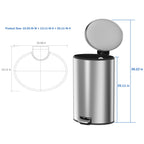  Kitchen Trash Can, 10.5 Gallon Stainless Steel Oval Step Garbage Bin with Soft Close Lid, Silver