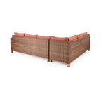  Brookbury 4-Piece Outdoor Wicker Patio Sectional Dining Set, Terracotta Cushions