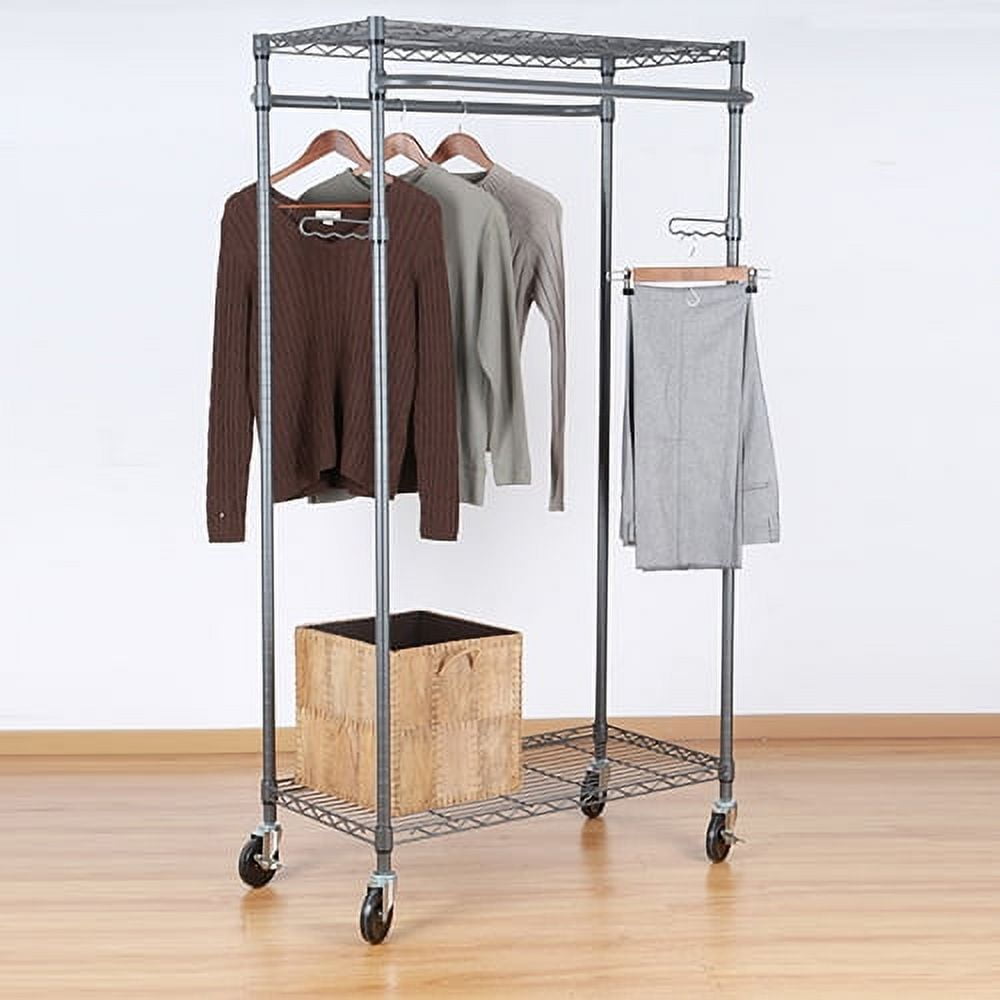  Double Hanging Garment Rack with Gunmetal Finish