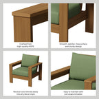  Ezra Outdoor HDPE Club Chair with Teak Finish and Green Cushions