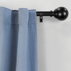  1" Matte Black Metal Ball Single Curtain Rod 32-120"
