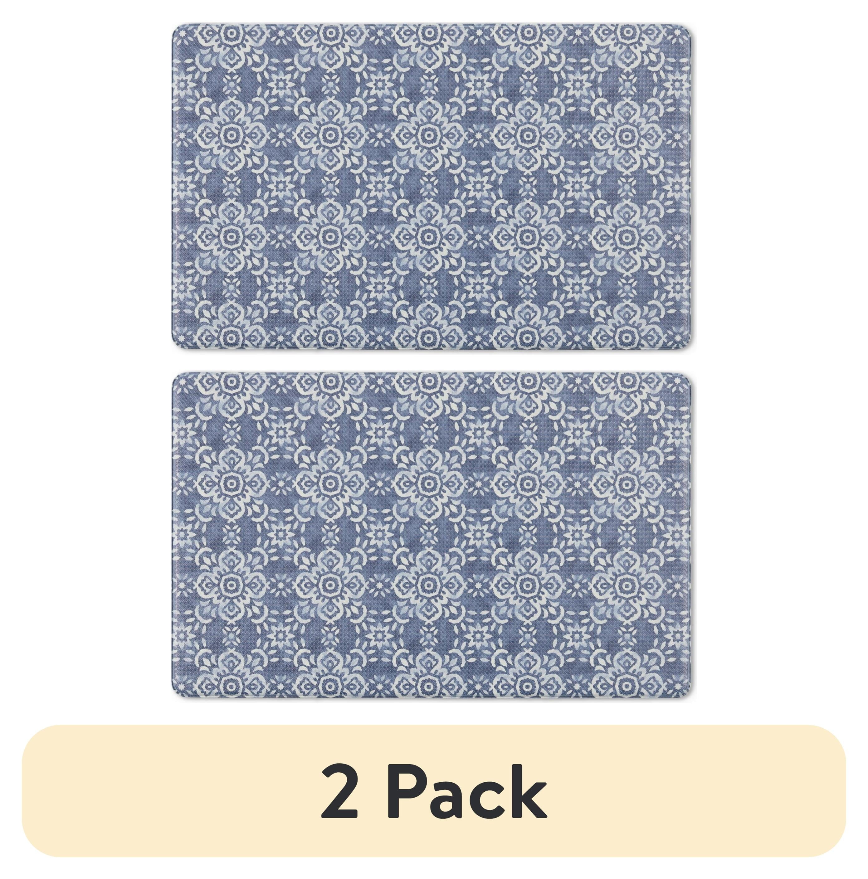 (2 pack)  Azmi Kitchen Mat, Blue, 20"W x 32"L, 1 Piece