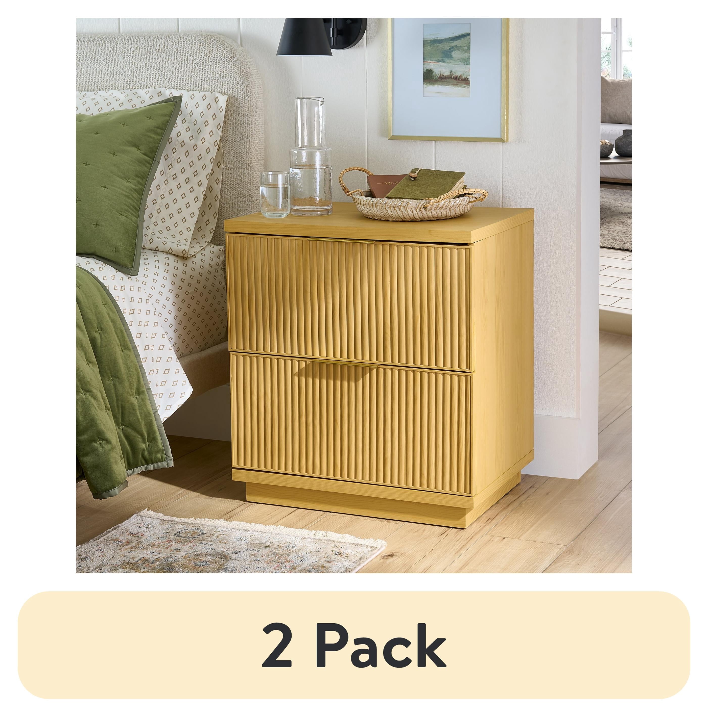 Homora™ Lillian Fluted 2-Drawer Nightstand with USB, White Finish
