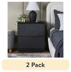 Homora™ Lillian Fluted 2-Drawer Nightstand with USB, White Finish