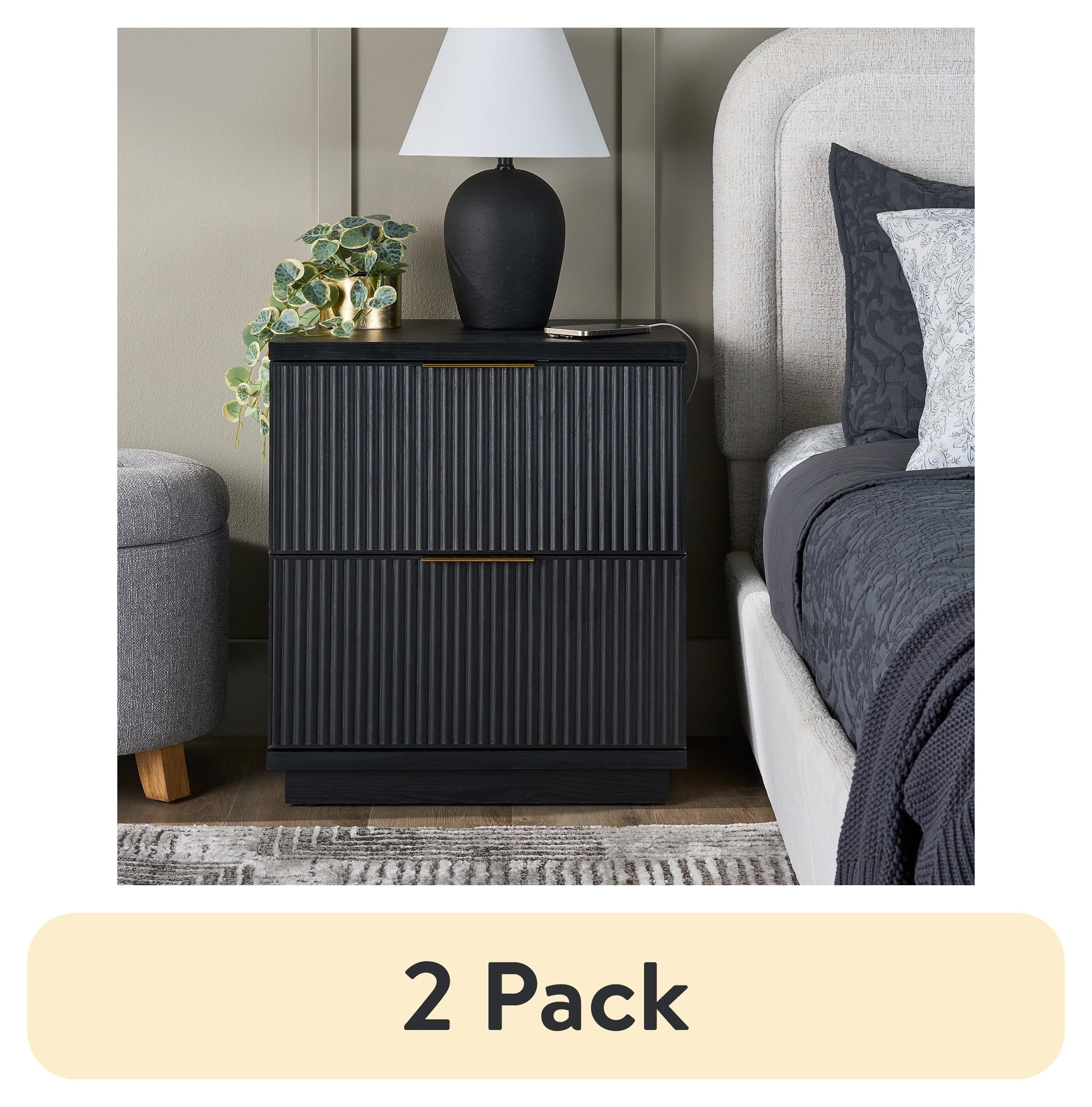 Homora™ Lillian Fluted 2-Drawer Nightstand with USB, White Finish