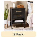 (2 pack)  Oaklee 2-Drawer Nightstand, Charcoal Finish