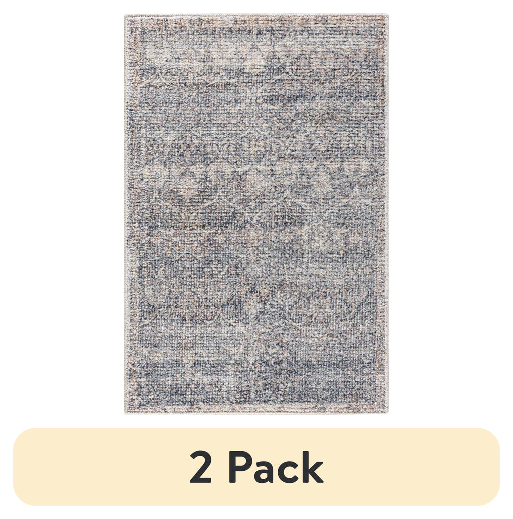 (2 pack)  Damask Multi Indoor Area Rug, 2' x 3'