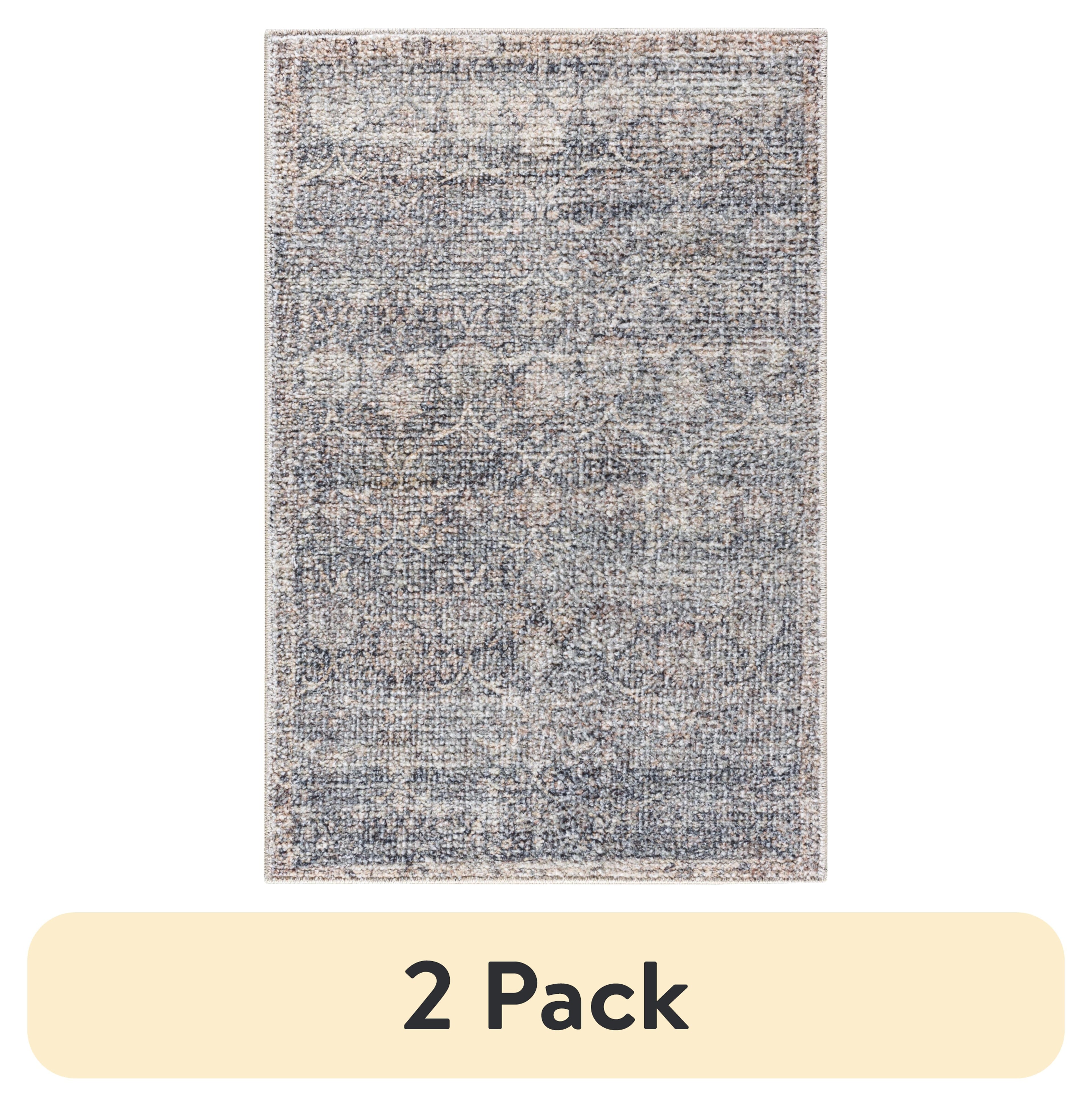 (2 pack)  Damask Multi Indoor Area Rug, 2' x 3'