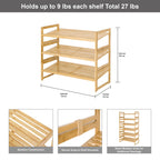  Bamboo 3-Tier Shoe Rack, Holds 9 Pairs