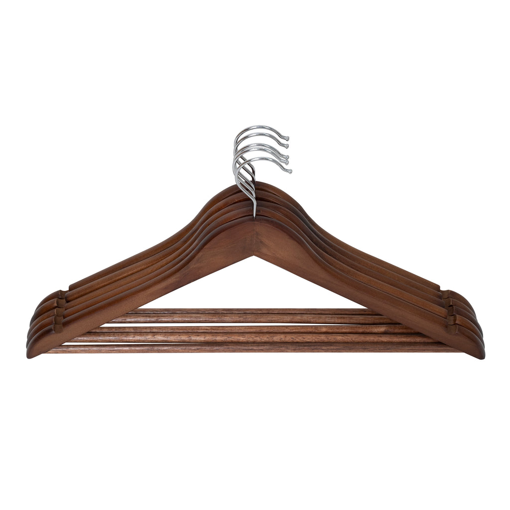 (5 pack)  Wood Suit Hangers for Adult, 5 Pack, Walnut Finish