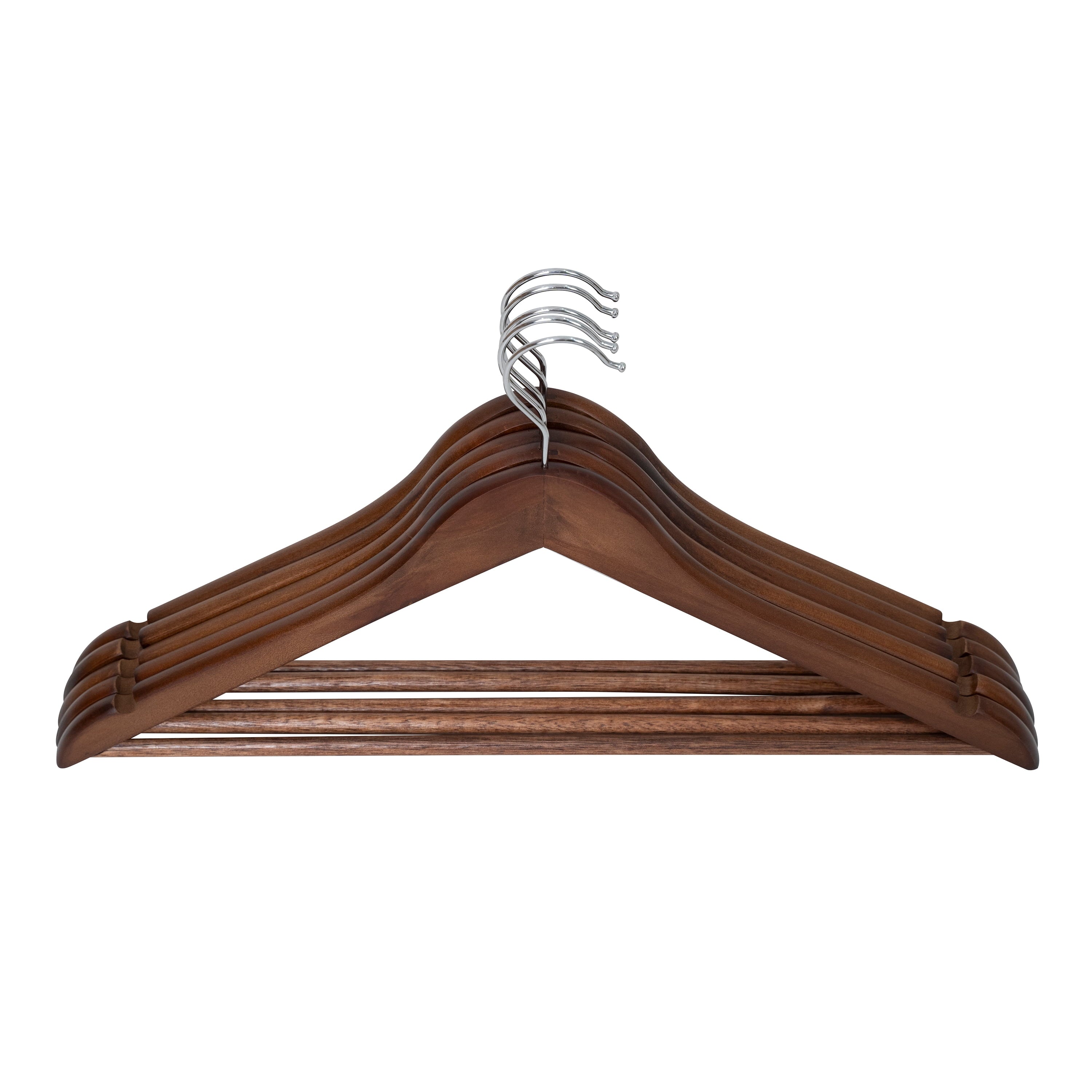 (5 pack)  Wood Suit Hangers for Adult, 5 Pack, Walnut Finish