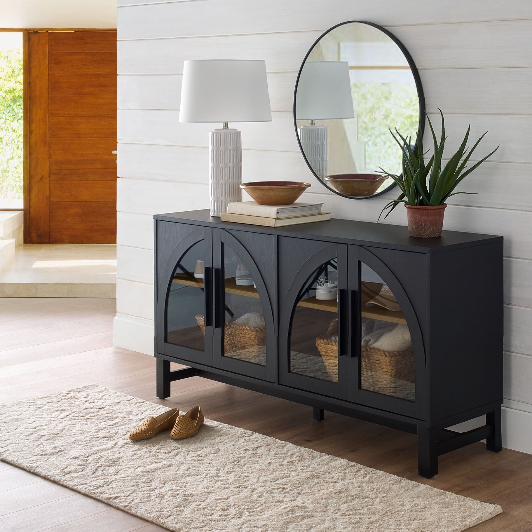  Juliet Arch TV Stand for TVs up to 65", Black Wood Finish