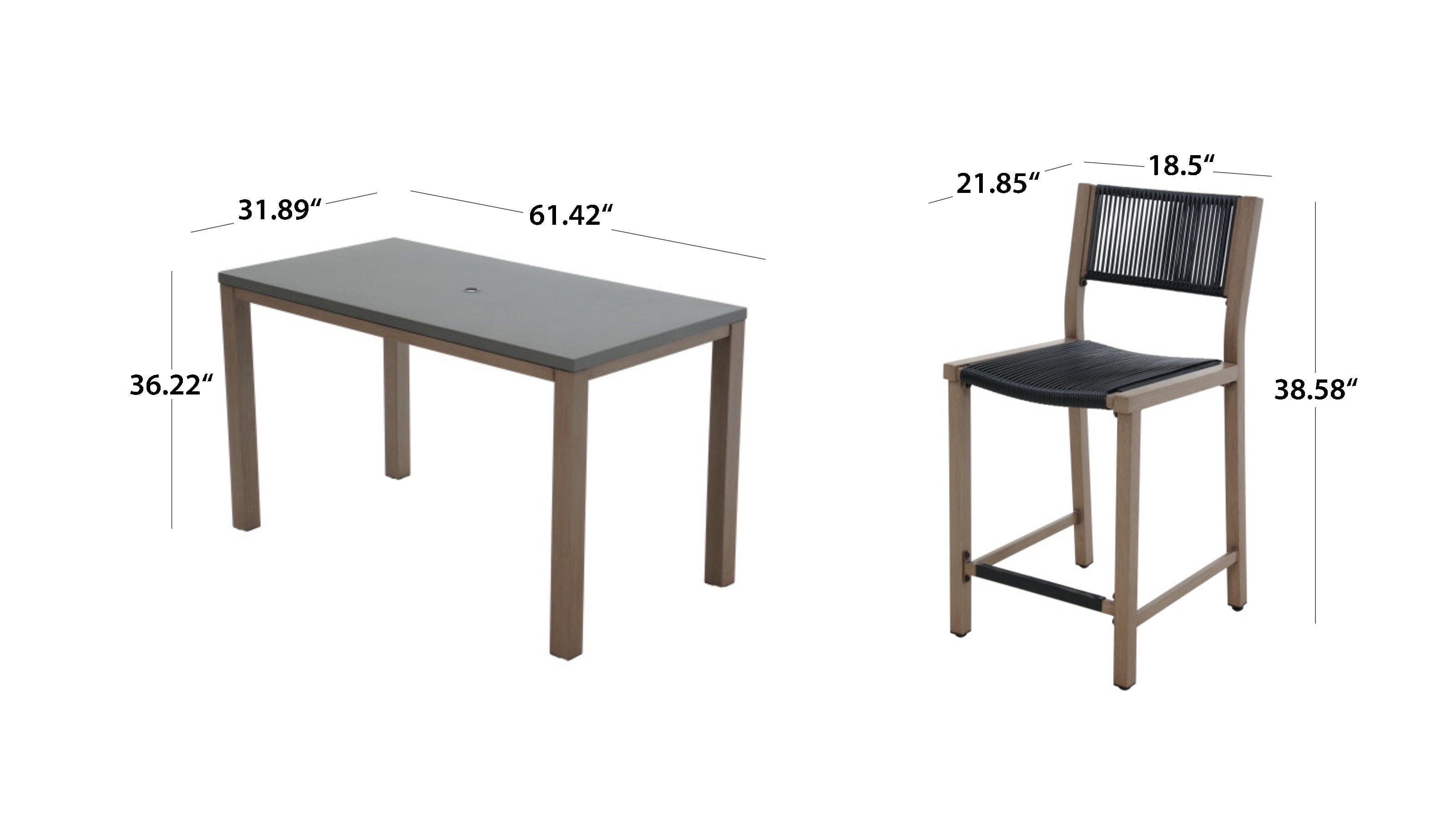  Tarren 5-Piece High Dining Set, Black