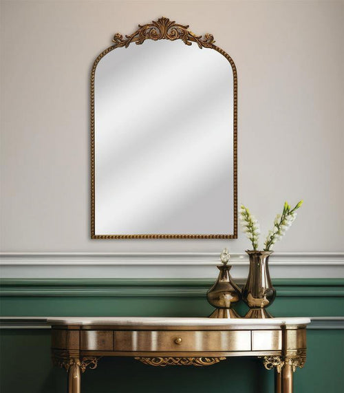 Filigree 20x30 Gold Arched Large Wall Mirror for Bathroom or Living Room
