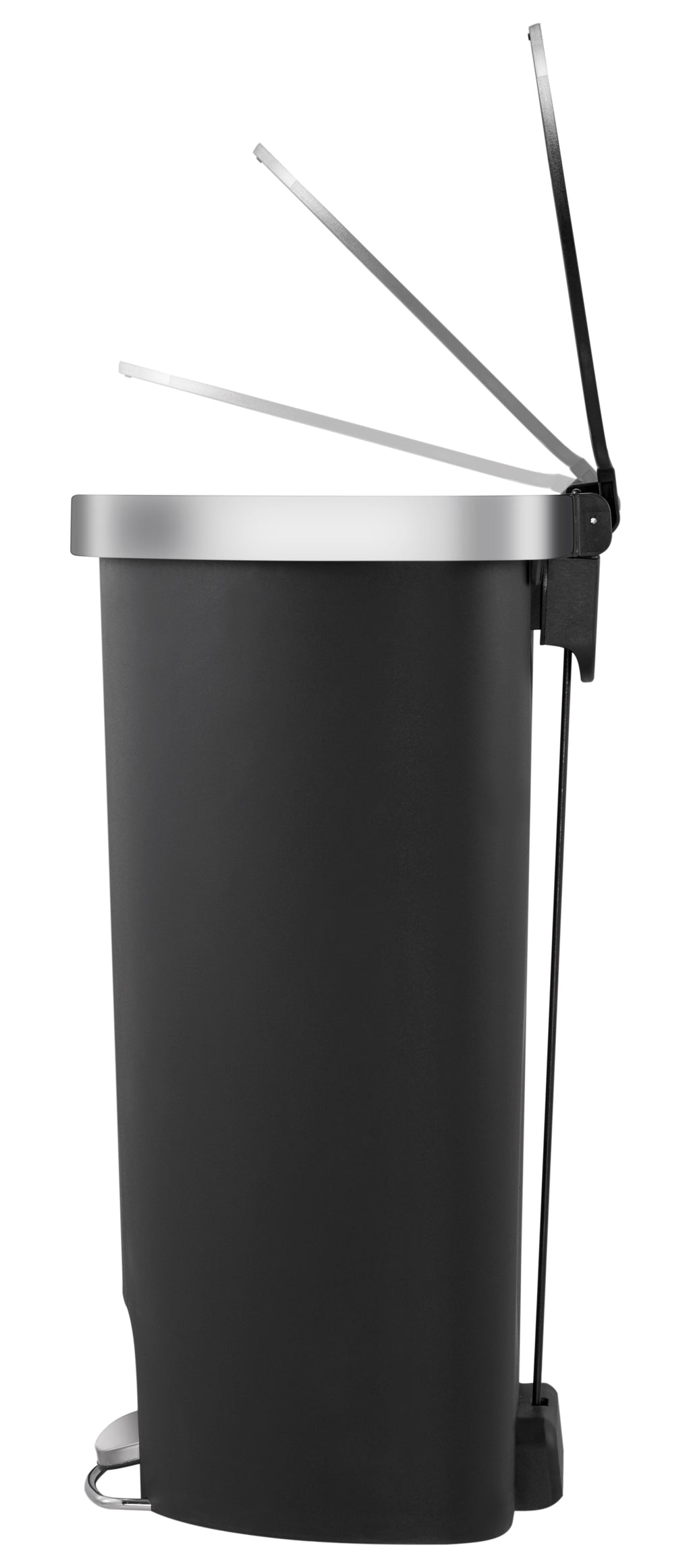  Large Kitchen Trash Can, 14.5 Gallon Plastic Semi Round Step Garbage Bin with Soft Close Lid, Black