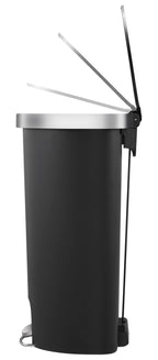  Large Kitchen Trash Can, 14.5 Gallon Plastic Semi Round Step Garbage Bin with Soft Close Lid, Black
