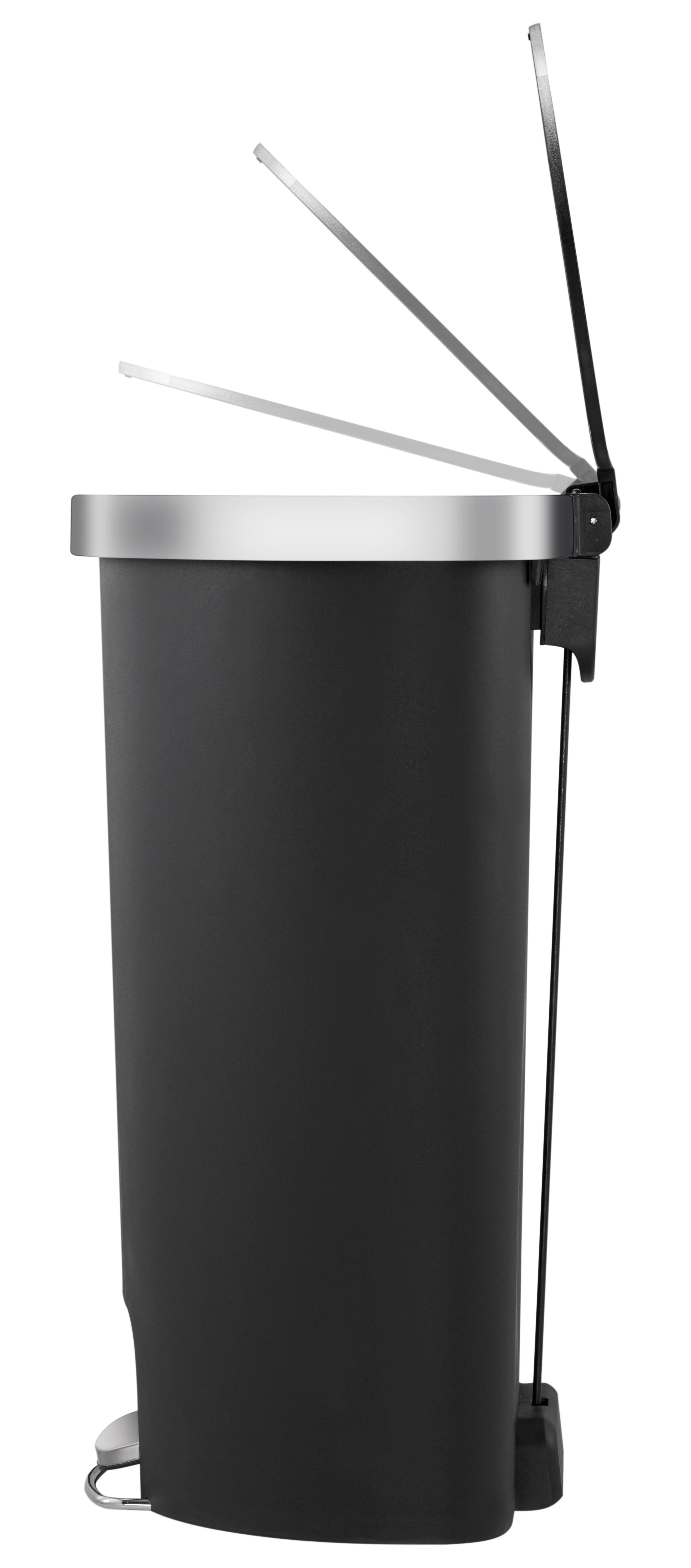  Large Kitchen Trash Can, 14.5 Gallon Plastic Semi Round Step Garbage Bin with Soft Close Lid, Black