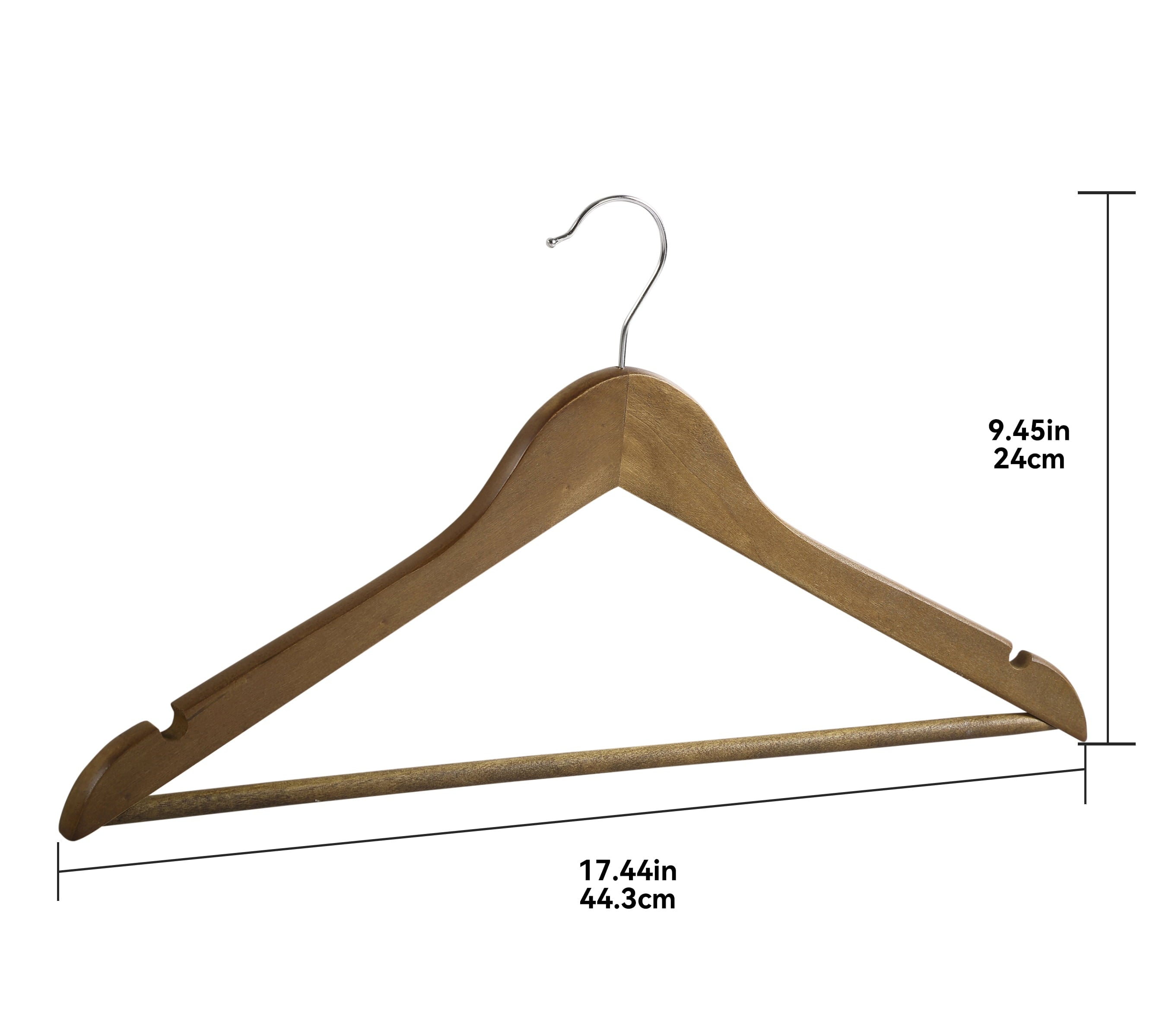 (5 pack)  Wood Suit Hangers for Adult, 5 Pack, Walnut Finish