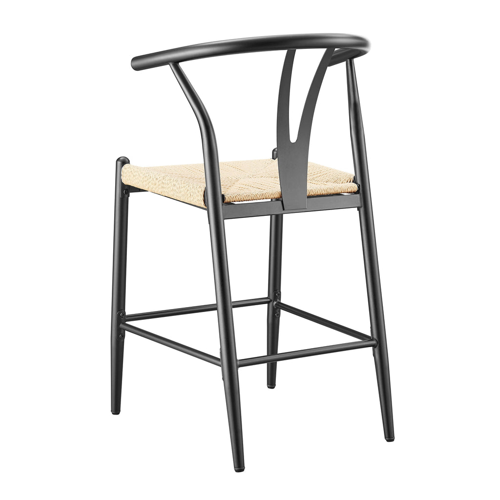  Springwood Wishbone Metal Counter Bar Stool, 2 Pack, Black Color for Indoor