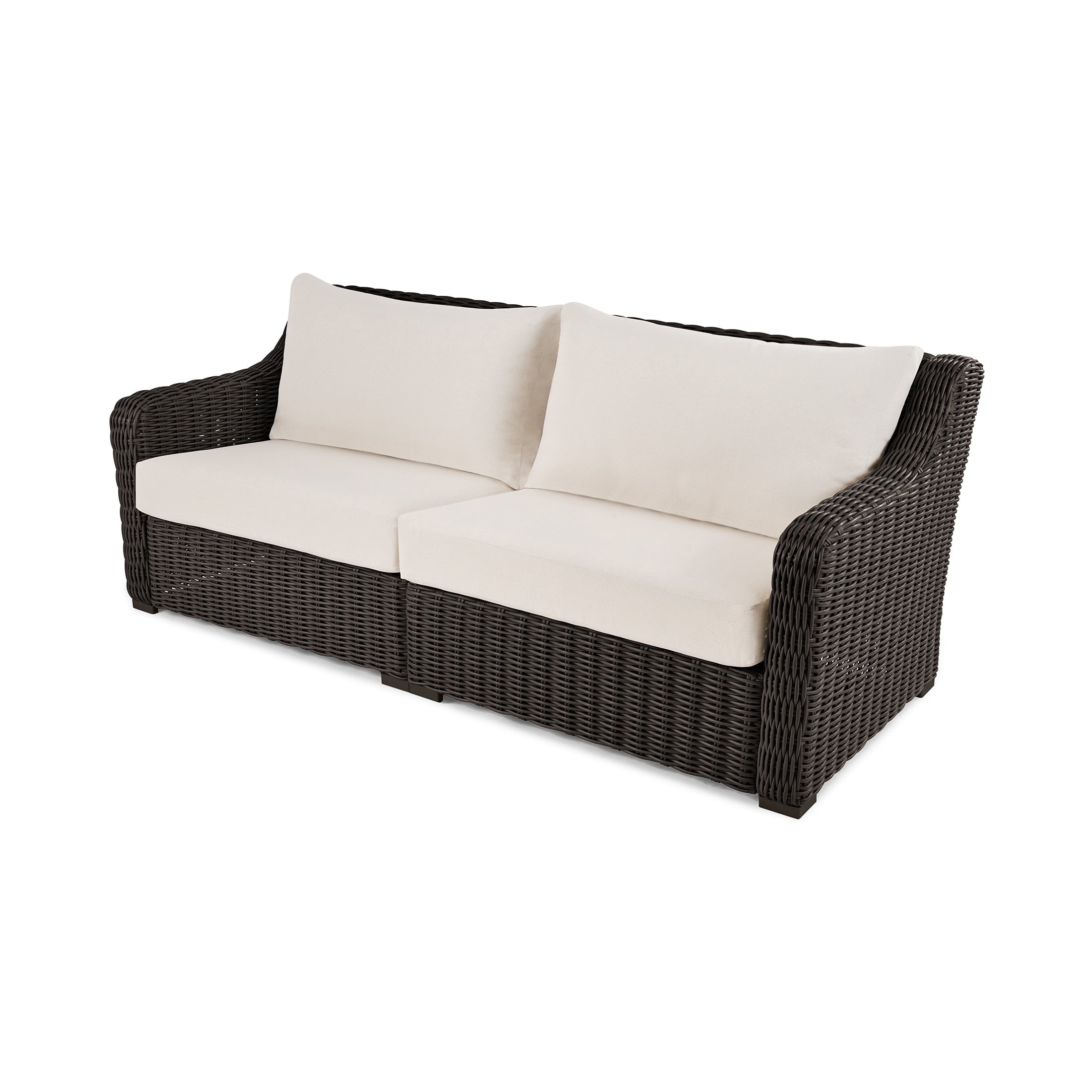  Bellamy Sofa, Dark Brown Wicker/Cream Cushions