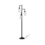  63.5 in 3 Light Contemporary Black Floor Lamp Clear Glass