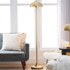  62" Modern Pull-chain Brass Floor Lamp with Brass Dome Shade