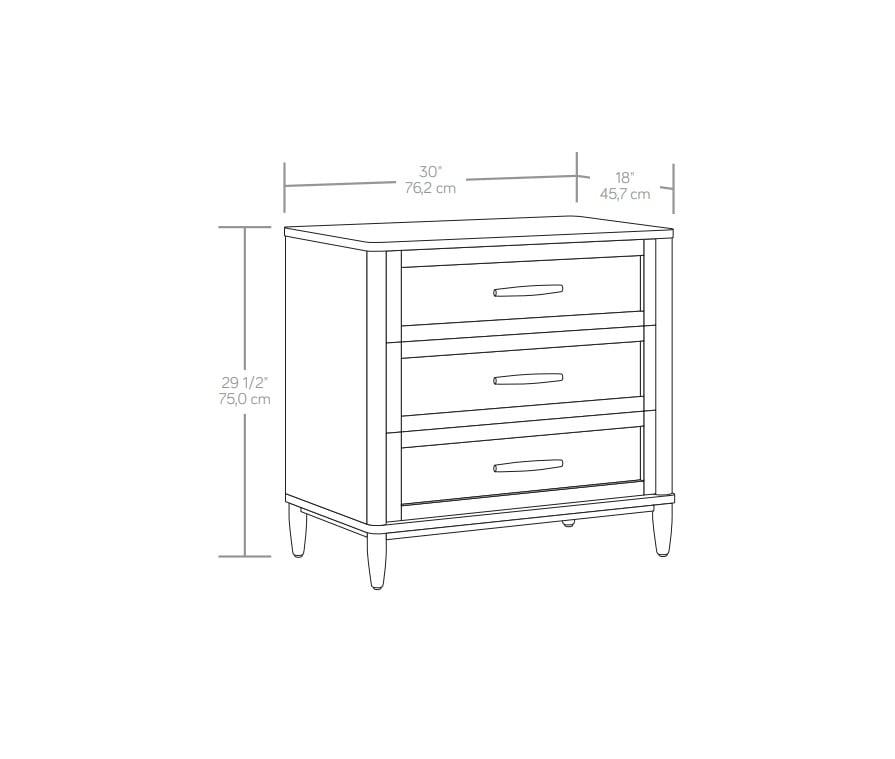  Springwood Caning 3-Drawer Nightstand with USB, Light Honey finish