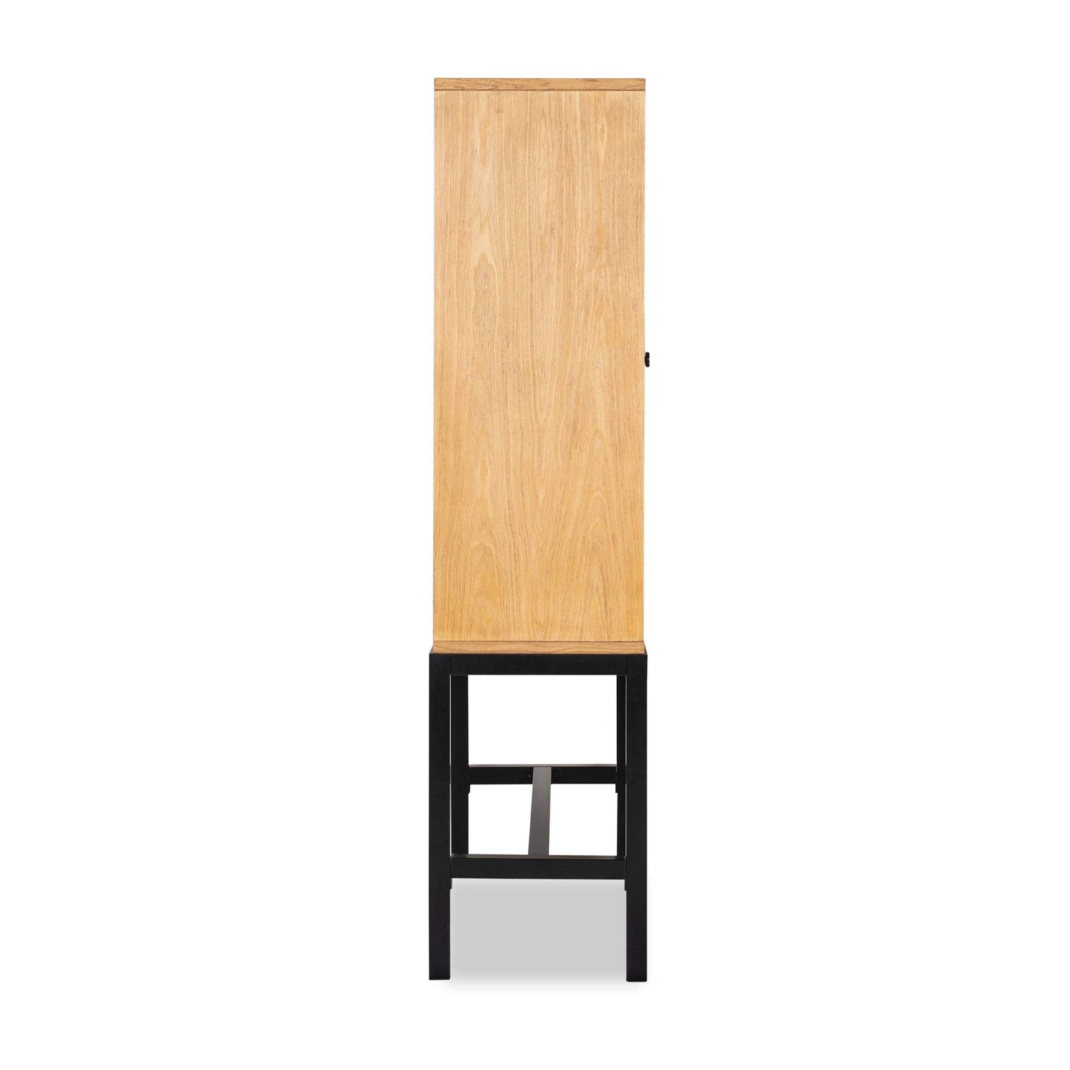  Ezra China Cabinet, Light Honey Finish and Black Stand