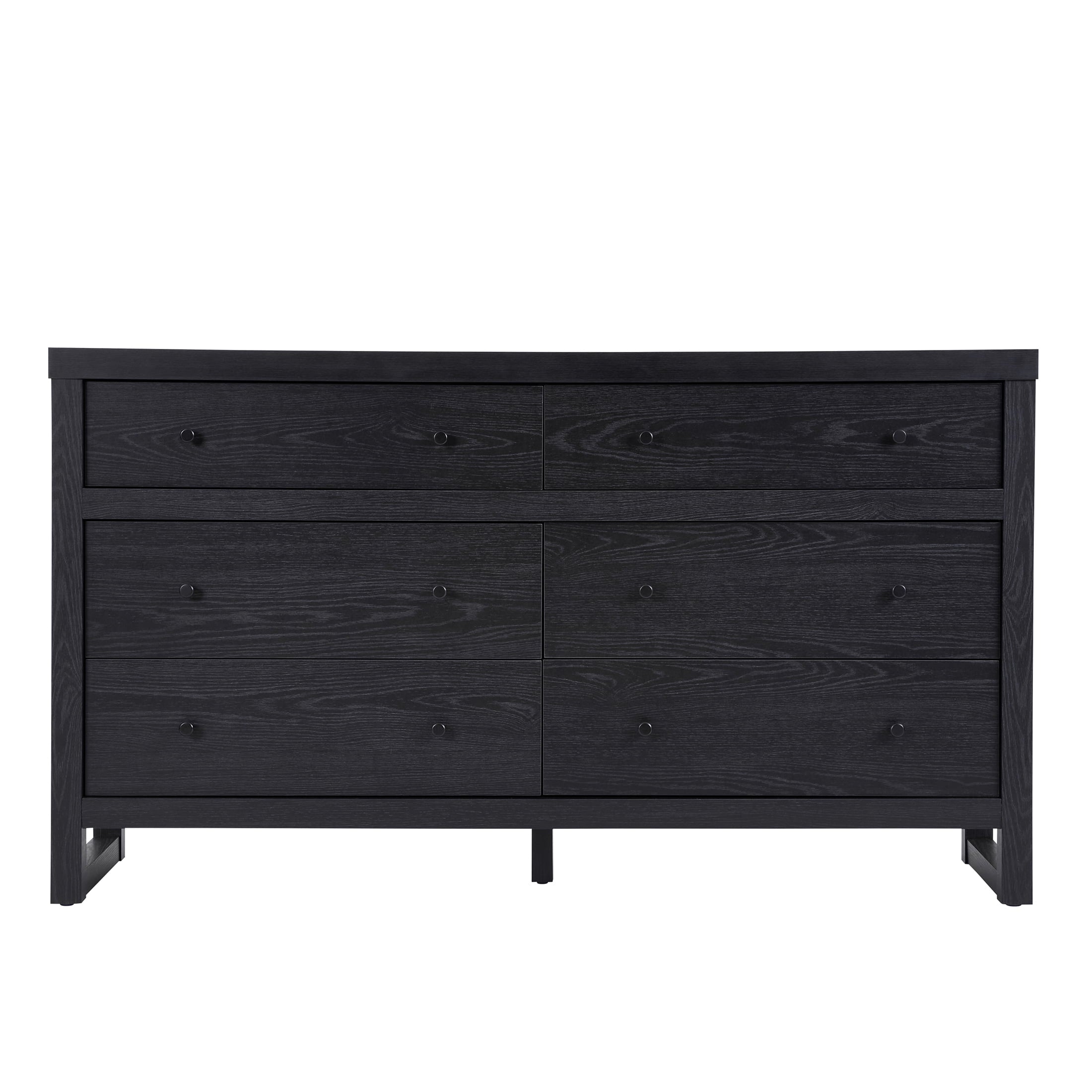  Ezra 64" Wide 6-Drawer Dresser, Rich Black Finish