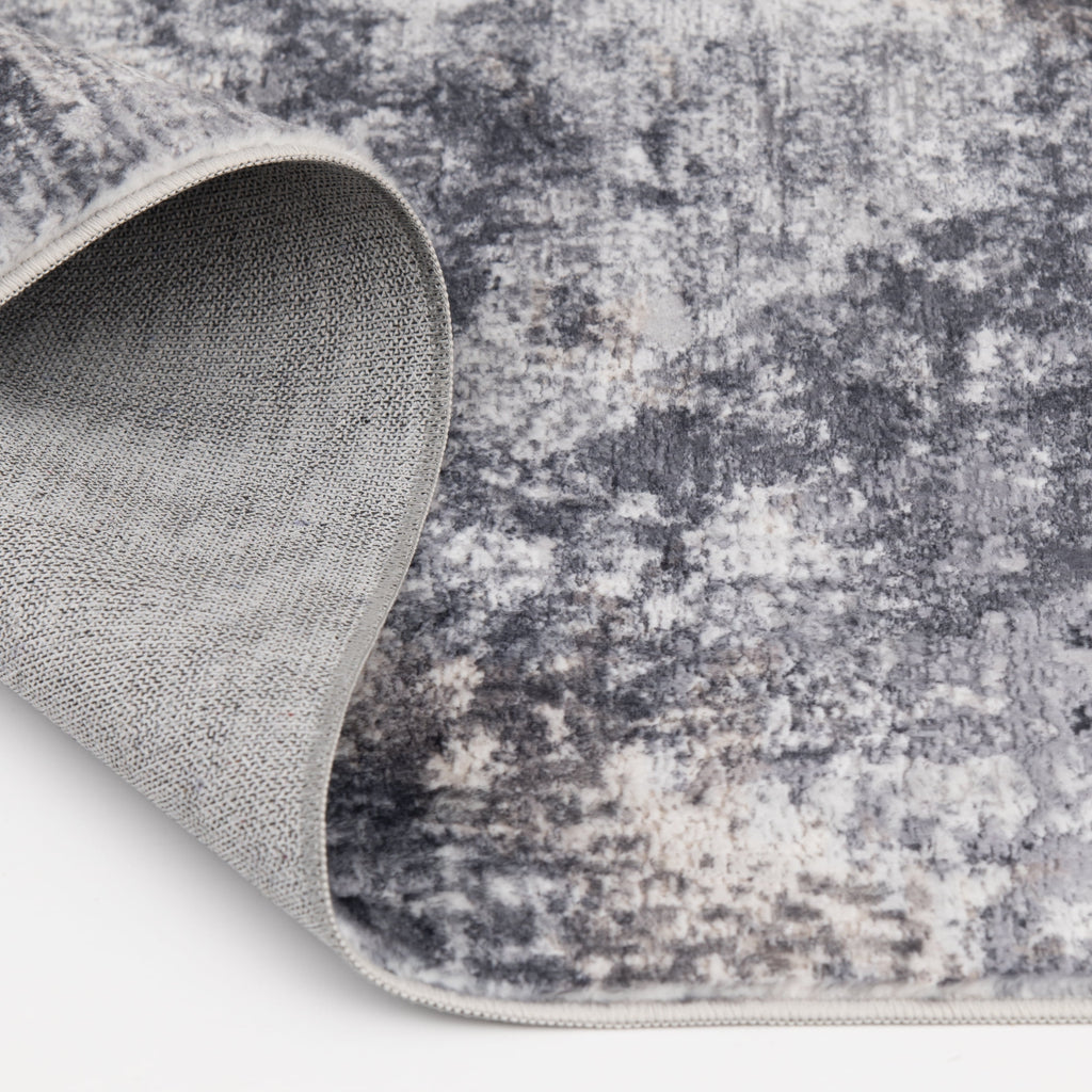  5' x7' Grey Beige Abstract Machine Washable Faux Fur Indoor Area Rug