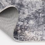  5' x7' Grey Beige Abstract Machine Washable Faux Fur Indoor Area Rug