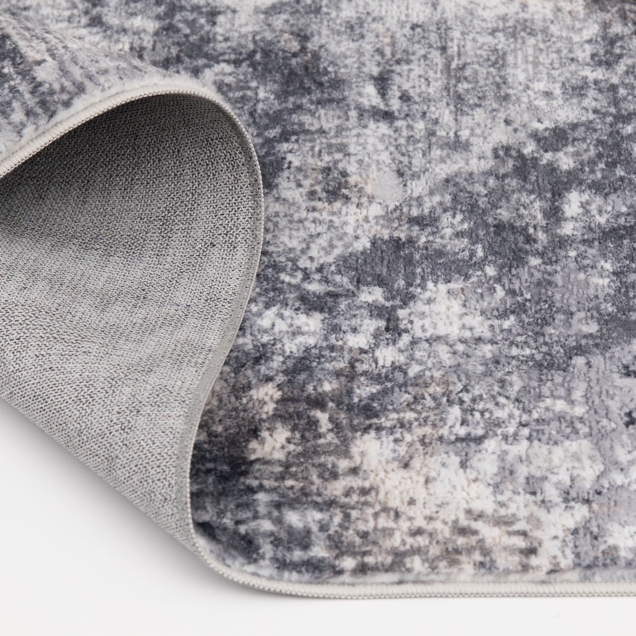  5' x7' Grey Beige Abstract Machine Washable Faux Fur Indoor Area Rug