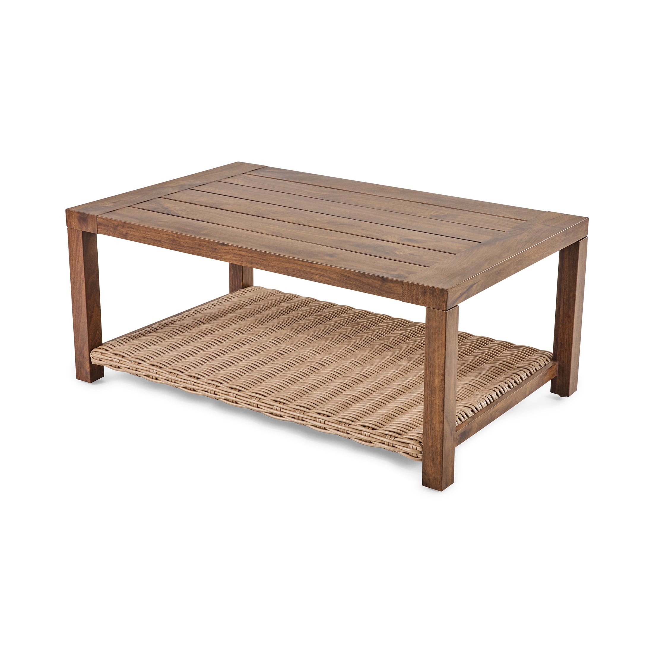 Bellamy Outdoor 1pc Patio Coffee Table, Tan Wicker
