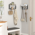 Burfoko 4-in-1 Wall Mounted Coat Rack with Shelf - 29" Entryway Organizer with 11 Hooks, Mail Holder & Key Hanger, Space-Saving for Hallway/Bedroom, White